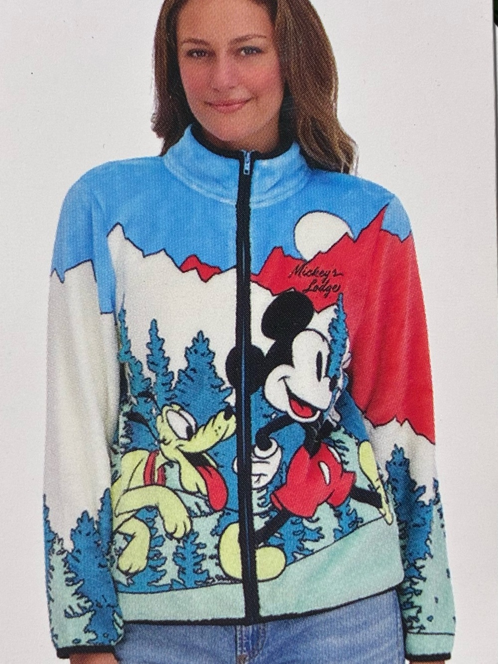 Disney Blue, Red and White Mickey & Pluto Teddy Zip Jacket